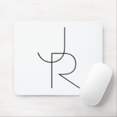 二モダン重なるイニシャル |白黒表示 マウスパッド (マウス)
