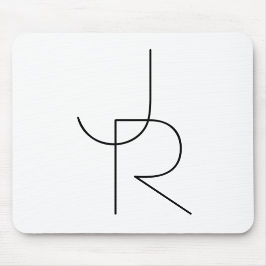 二モダン重なるイニシャル |白黒表示 マウスパッド (正面)