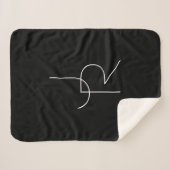 二モダン重なるイニシャル |黒の白 シェルパブランケット (正面(横))