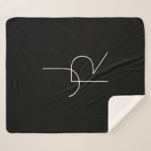 二モダン重なるイニシャル |黒の白 シェルパブランケット (正面(横))