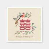 二モダン重の幸福中国の結婚の スタンダードカクテルナプキン (正面)