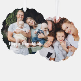 二モダン面両面カスタム文字ハヌカ オーナメントカード