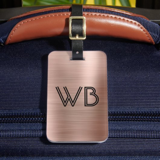 二モノグスタイリッシュラムイニシャルバラ金ゴールド金属 ラゲッジタグ (正面インサイチュ2)