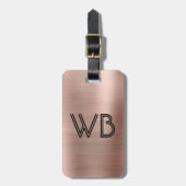 二モノグスタイリッシュラムイニシャルバラ金ゴールド金属 ラゲッジタグ (正面縦)
