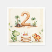 二レックス恐竜2番目の誕生日紙 スタンダードカクテルナプキン (正面)