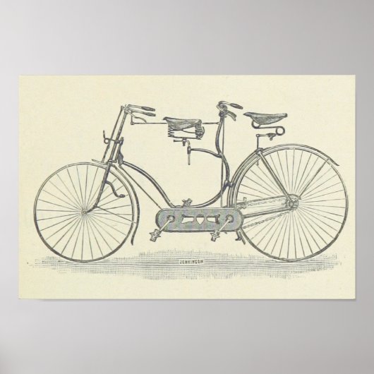 二ヴィンテージ用自転車プリント ポスター (正面)