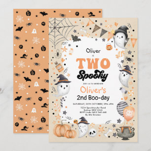 二不気味 かわいいハロウィーン幽霊2回目の誕生日 招待状
