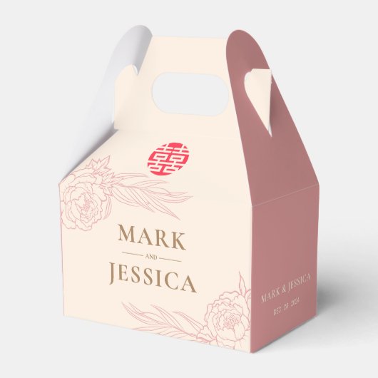 二中国のエレガント重の幸福結婚牡丹 フェイバーボックス (正面サイド)