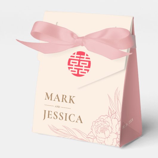 二中国のエレガント重の幸福結婚牡丹 フェイバーボックス (正面サイド)