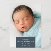 二乗遠くに |シルバーフォイル誕生のお知らせ 箔招待状 (正面)