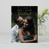 二乗遠くに |写真モダンシンプル日付の保存 箔招待状 (立ち正面)