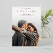 二乗遠くに |縦モダンの写真の日付を保存 箔招待状 (立ち正面)