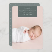 二乗遠くに |縦方向の写真誕生 案内状 (正面/裏面)