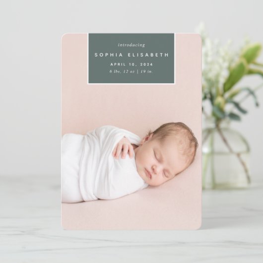 二乗遠くに |縦方向の写真誕生 案内状 (スタンド正面)