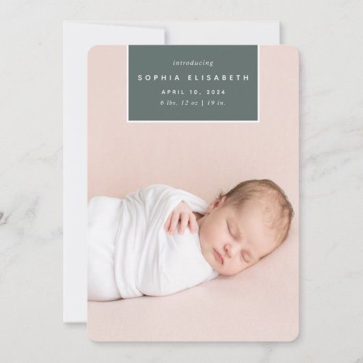 二乗遠くに |縦方向の写真誕生 案内状 (正面)