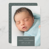 二乗遠くに |縦方向の写真誕生 案内状 (正面/裏面)