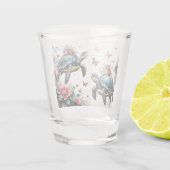 二亀に花と蝶 ショットグラス (裏面)