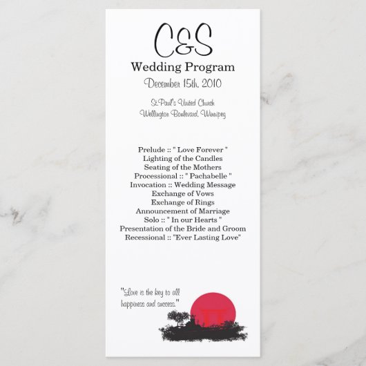 二五日本の昇する太陽結婚式 プログラム (正面)