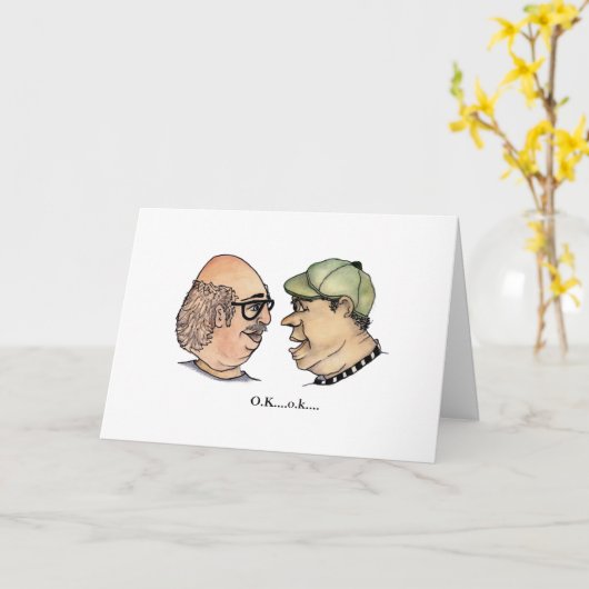 二人おもしろいと二人の男 カード (黄色い花)