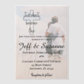 二人がクリスチャンの写真結婚の一つ ベラム紙招待状 (正面)