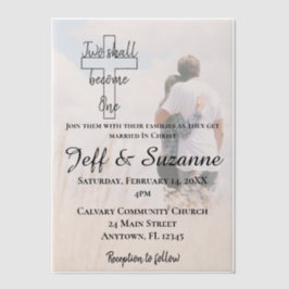 二人がクリスチャンの写真結婚の一つ ベラム紙招待状