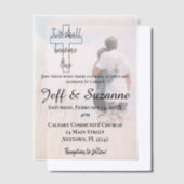 二人がクリスチャンの写真結婚の一つ ベラム紙招待状 (オフセット)