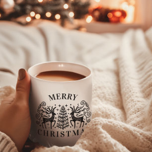 二人がメリークリスマスブラック コーヒーマグカップ