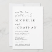 二人が一つになる モダンな聖書のクリスチャンウェディング 招待状 (正面)