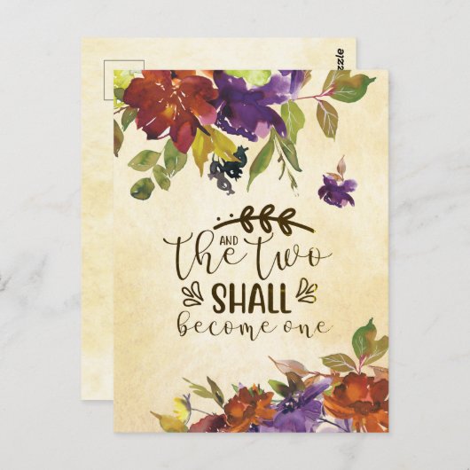 二人が一つになる 聖書 結婚おめでとう ポストカード (正面/裏面)