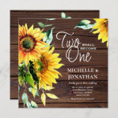 二人が一つのひまわりウッドクリスチャン結婚ズになる 招待状 (正面/裏面)