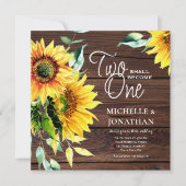 二人が一つのひまわりウッドクリスチャン結婚ズになる 招待状 (正面)