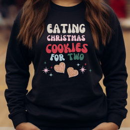 二人でクリスマスクッキーを食べる スウェットシャツ