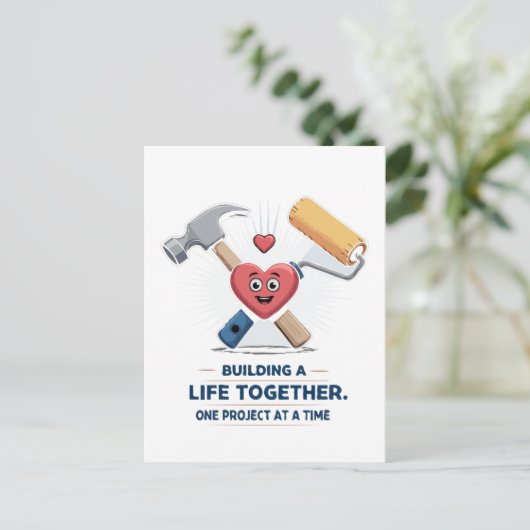 二人で築く生活 | かわいいDIYカップルの家 ポストカード (スタンド正面)