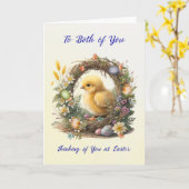 二人ともグレープヴィンリースの復活祭 カード (黄色い花)