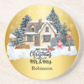 二人にとって最初のクリスマス - オーダーメイドの名前入り コースター (正面)