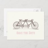 二人のための特別な自転車に乗って、結婚式の日時を保存 案内ポストカード (正面/裏面)