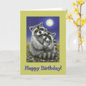 二人のアライグマは狂ったように恋する カード (黄色い花)