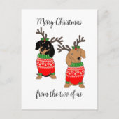 二人のダックスフントからのメリークリスマス シーズンポストカード (正面)