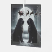 二人のニューフとサンタが途中で ガラスオーナメント (正面左)