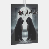 二人のニューフとサンタが途中で ガラスオーナメント (正面右)