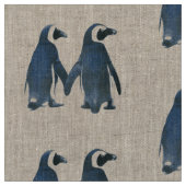 二人のペンギンを愛してパターン！ ファブリック (クローズアップ)