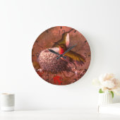 二人のルビーが巣のそばで喉を鳴らす ラージ壁時計 (ホーム)