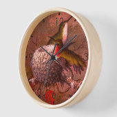 二人のルビーが巣のそばで喉を鳴らす 壁時計 (傾斜)