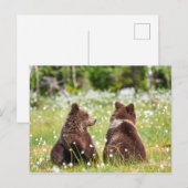 二人の友人がはがきを出す ポストカード (正面/裏面)