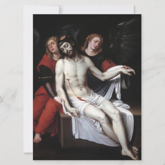 二人の天使に支えられた死んだキリスト（リバルタ） カード (正面)