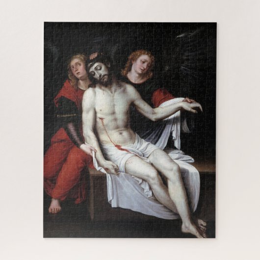 二人の天使に支えられた死んだキリスト（リバルタ） ジグソーパズル (縦)