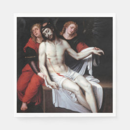 二人の天使に支えられた死んだキリスト（リバルタ） スタンダードランチョンナプキン