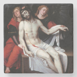 二人の天使に支えられた死んだキリスト（リバルタ） ストーンコースター