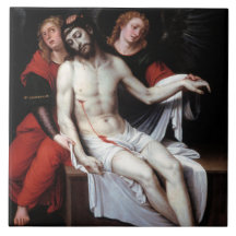 二人の天使に支えられた死んだキリスト（リバルタ）