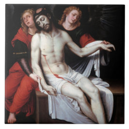 二人の天使に支えられた死んだキリスト（リバルタ） タイル